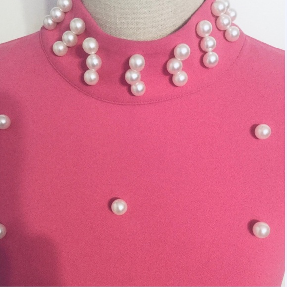 ❌DONATED❌Fuchsia Pink Faux Pearl Detail Lined Sheath Dress - Picture 8 of 12